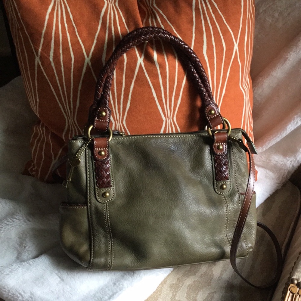 Fossil olive green leather bag